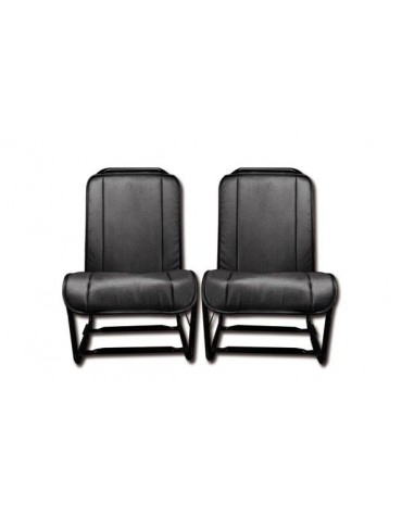 Ensemble de 2 garnitures de sièges en skai noir lisse pour 2cv fourgonnette