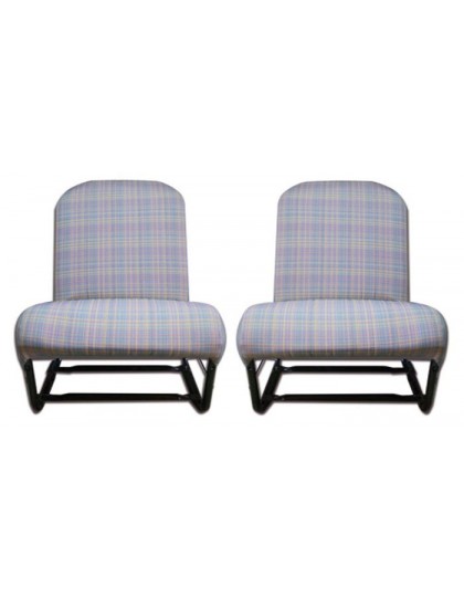 Garnitures de sièges gauche et droit, écossais chiné gris dossier symétrique 2cv Dyane