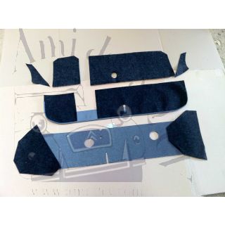 Garnitures intérieure de boîte à gants, de tablette et de plancher de pédales 2cv avant 1964, 8 pièces