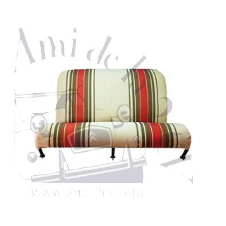 Banquette arrière 2CV complète rayé beige et rouge