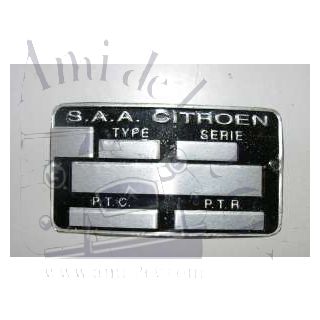 Plaque chassis 2cv et autres Citroën ancien modèle