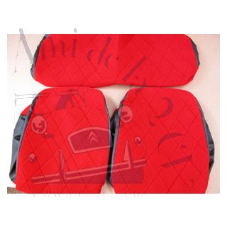 Housses de sièges + banquette tissu rouge 2cv