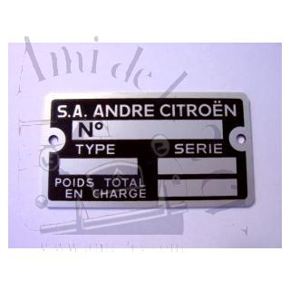 Plaque Châssis 2cv avant 1970