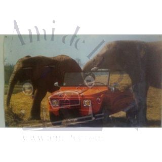 Affiche Méhari avec les éléphants