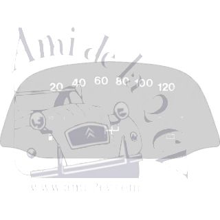 Autocollant pour grand compteur 2CV Club et Charleston gradué de 20 à 120 Km/h