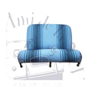 Option garniture de banquette arrière pliable Dyane rayé bleue à commander en plus de l'ensemble de garnitures complet