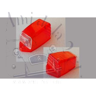 Cabochon nu trapezoidal de clignotant sur custode rouge 2cv AZAM et AZA
