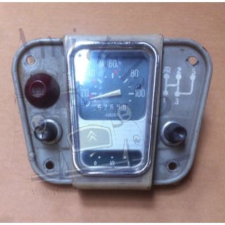 Compteur Jaeger occasion gradué de 20 à 100 km heures pour 2cv avec sa platine