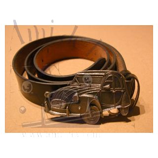 Ceinture en cuir avec une boucle metal 2CV en relief