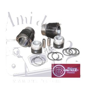 Ensemble chemises pistons diamètre 74 compression 8.5 donnez un coup de fouet à vos 2 cv. Marque Bretille