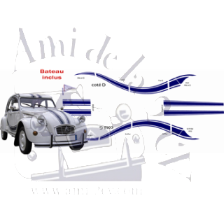 Ensemble d'autocollants pour 2cv France 3 + bateau