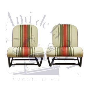 Ensemble de 2 garnitures de sièges 2cv/Dyane dossier symétrique rayé rouge