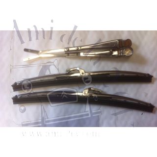 Ensemble de bras et balais d'essuie glace 2cv en inox