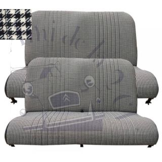 Ensemble de garnitures banquette avant et banquette arrière motif pied de poule 2cv et Dyane