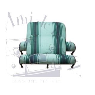 Ensemble de garniture de banquette avant + arrière rayé vert 2cv Dyane sur commande