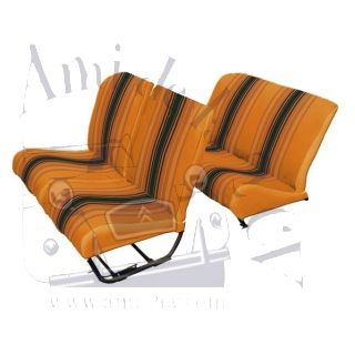 Ensemble de garnitures de siège dossier asymétrique rayé orange