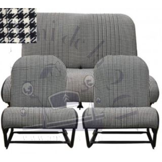 Ensemble de garnitures sièges symétriques et banquette arrière motif pied de poule 2cv et Dyane