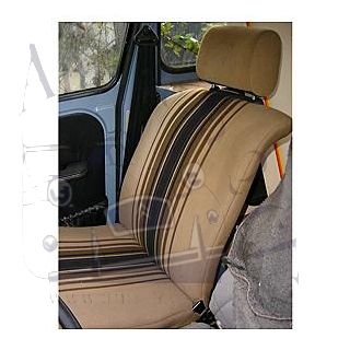 Tissu rayé beige et marron 2cv