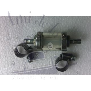 Petit filtre à essence acier pour durite 6 mm vendu avec les 2 colliers