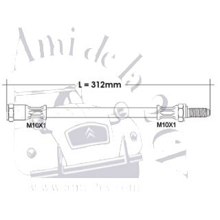 Flexible de freins arrière - 310mm, pour 2 cv jusque 7/64 pour passage au LHM