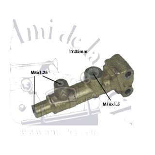 Maître-cylindre 2 sorties 3.5 sur tablier ( petite tige)