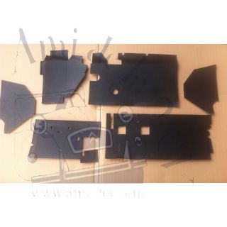 Garniture noire de planche de bord 2cv après 1970 6 pièces avec insonorisant