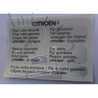 Grand autocollant Citroën pièces d'origine 2cv après 1977 livraison offerte en France continentale