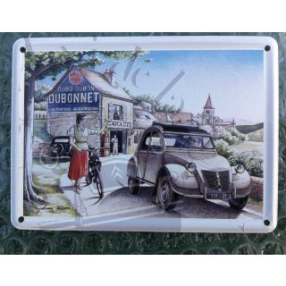 Mini carte métal 2cv paysage et Dubonnet