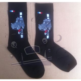 Paire de chaussettes hommes avec motif 2cv ancienne sur la Nationale 7