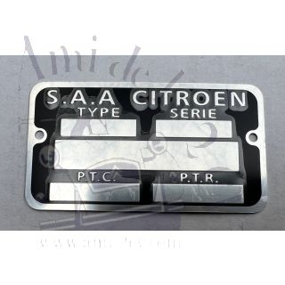 Plaque châssis vierge pour 2cv entre 1970 et 1982
