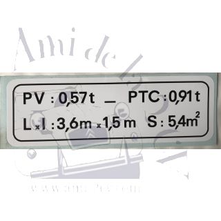 Plaque de tare AZU 250 à partir de 1975
