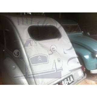 Capote 2CV toile coton longue gris clair glace ovale 2CV avant 1957 *