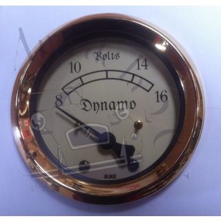 Voltmètre avec entourage doré pour 2cv et autres anciennes en 12 volts